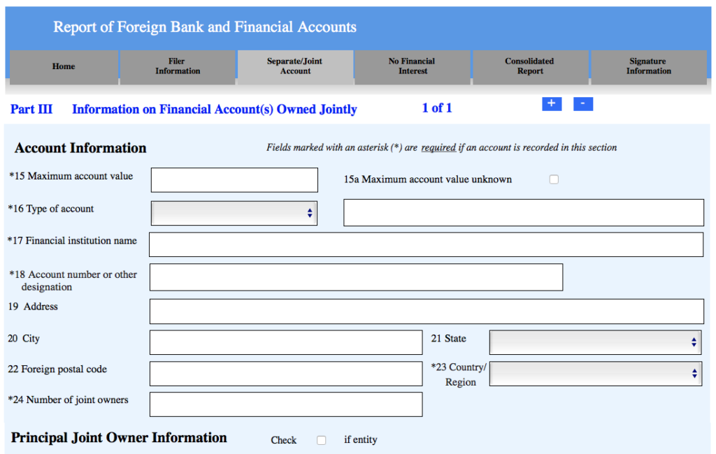 Part III FBAR form