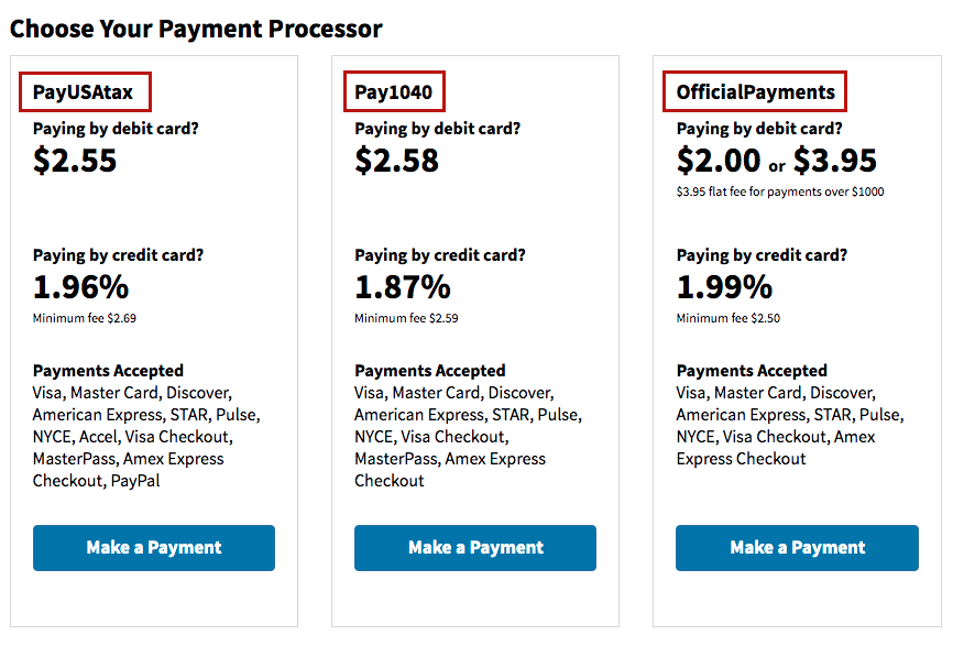 Payment Processors: irs.gov