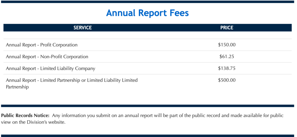 Annual Report fees